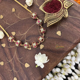 Vriksham Unique Round Kundan Jadau Beaded Chain-Red White-J3433